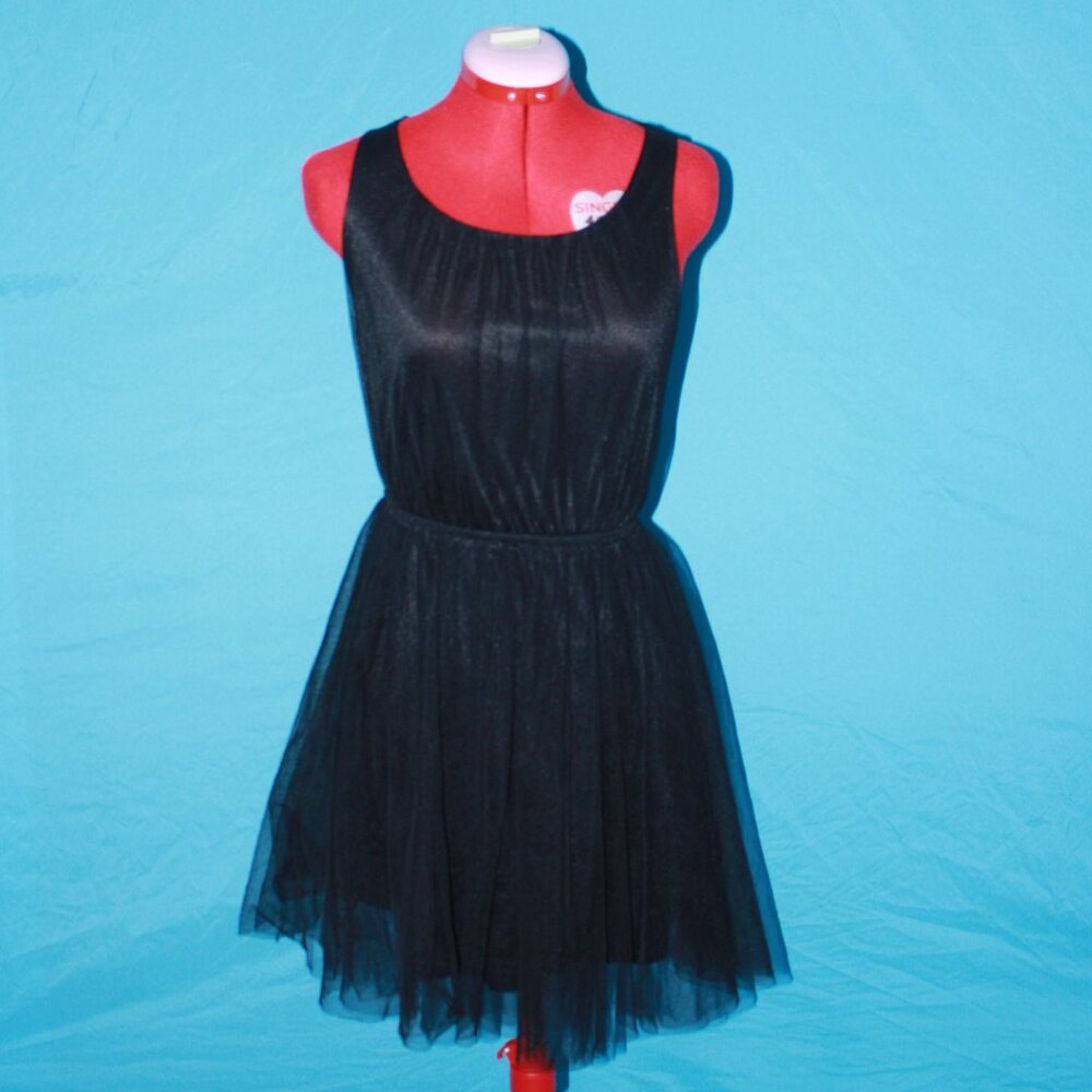 Black dress With Mesh Overlay